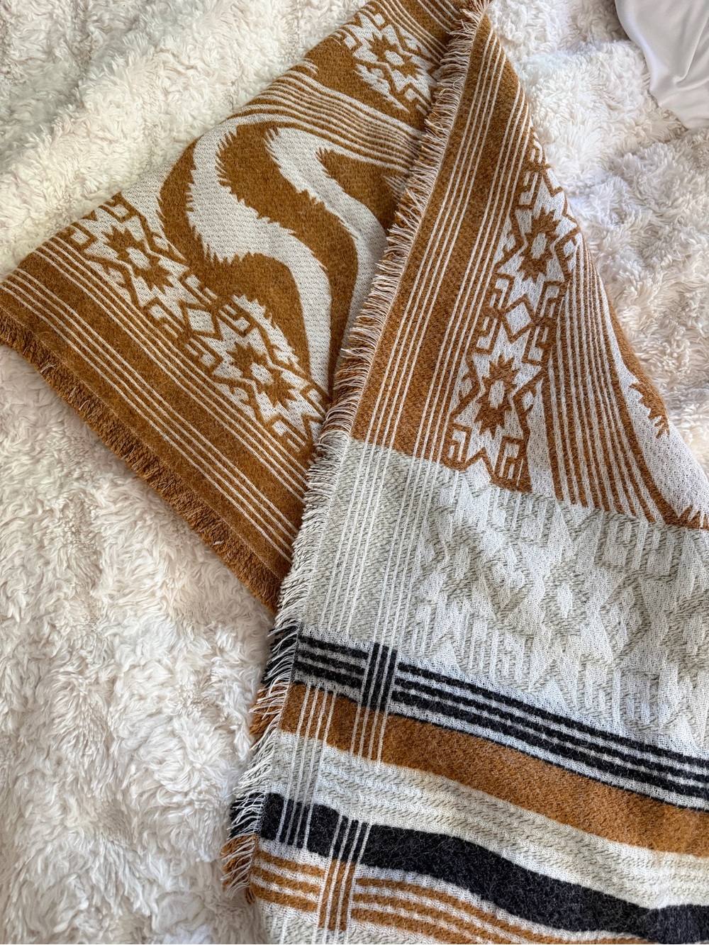 Lulla Collection by BINDYA Soft Woven Women’s Scarf or Shawl in Camel / Cream